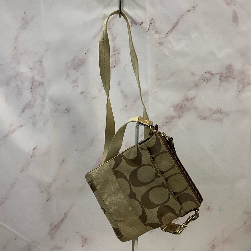 GUC Coach Gold Canvas Crossbody Bag